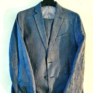 Banana Republic Slim Fit Cotton-Linen Blend Suit in Light French Blue